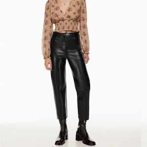 NWT Aritzia Wilfred The Melina Cropped Pant Black Vegan Leather size 12